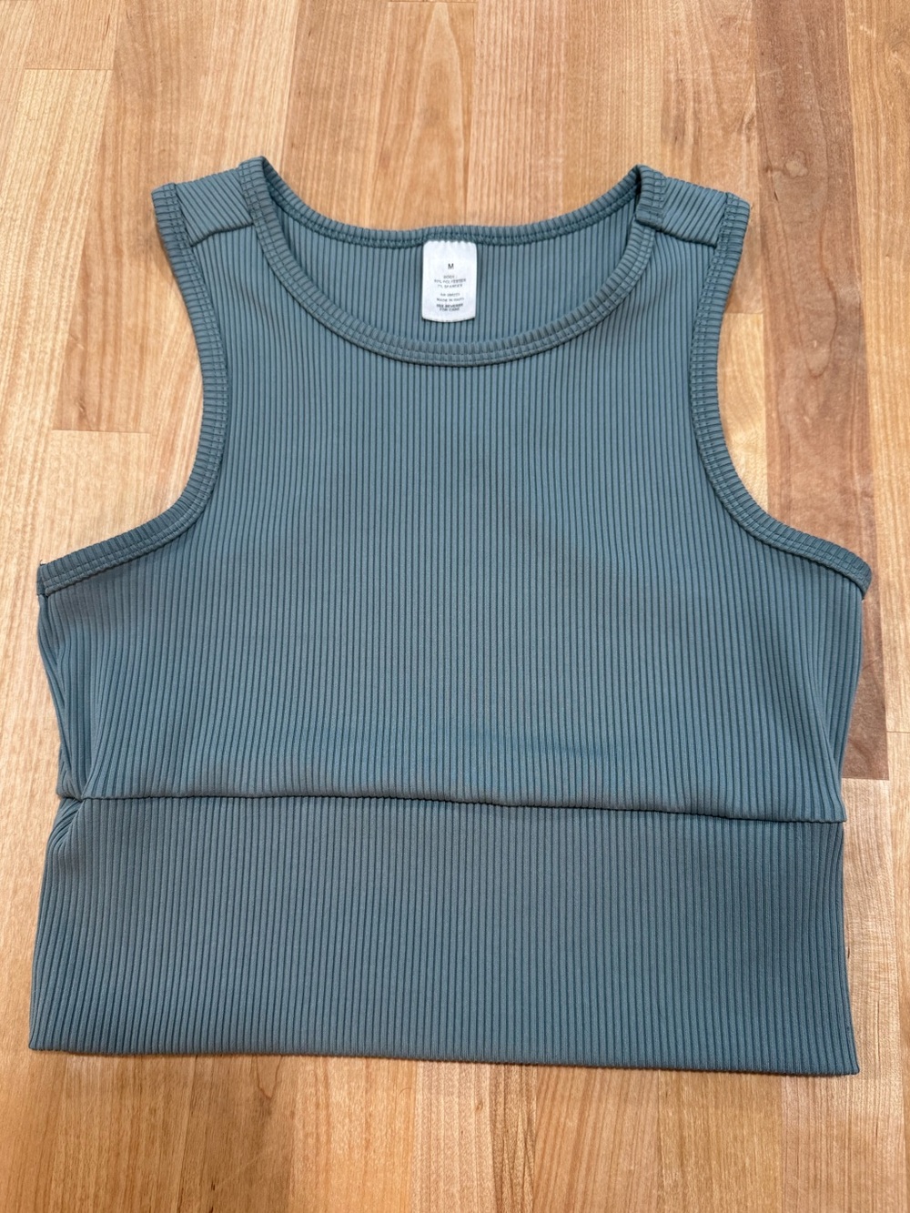 Ribbed Athletic Tank Crop Top - Slate Blue